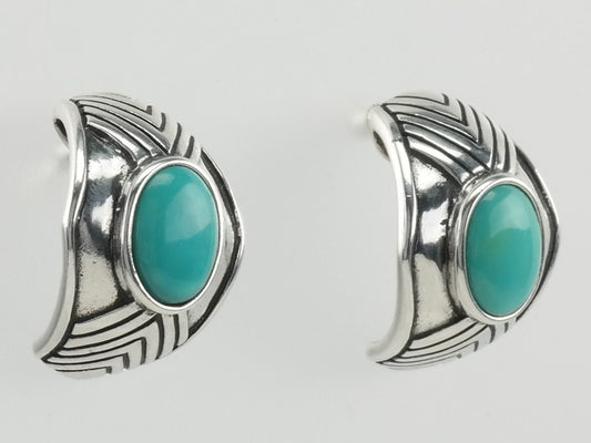 Carolyn Pollack Relios Turquoise Half Hoop Sterling Silver Earrings