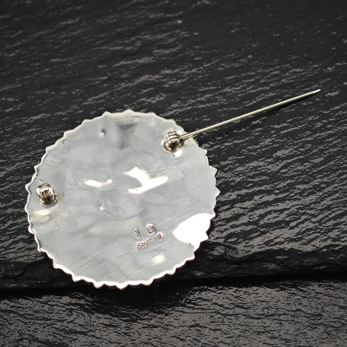 Vintage Southwest Sterling Silver Brooch Cluster, Blue Block Turquoise