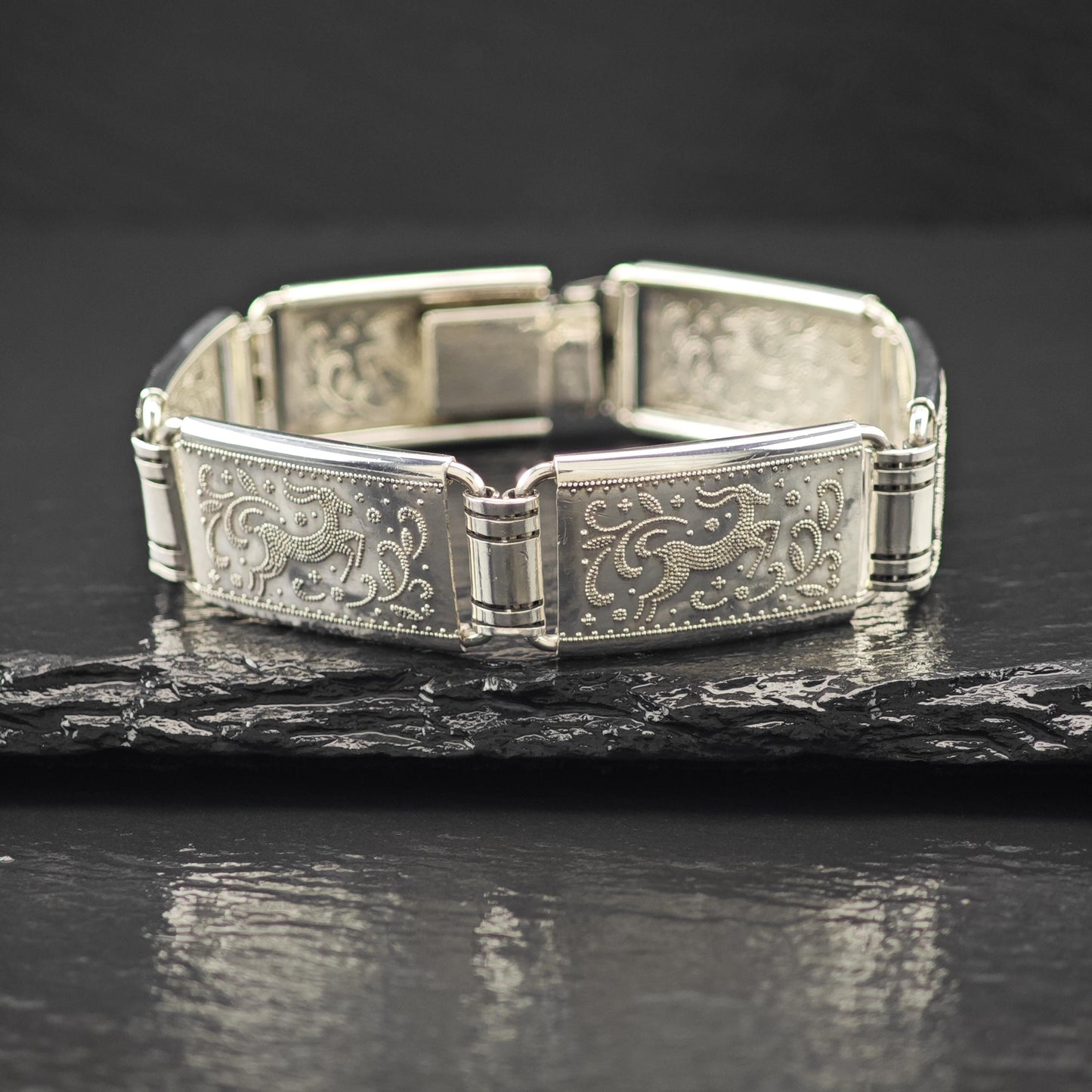 835 European Silver Gazel Link Bracelet Silver Size 6 3/4"