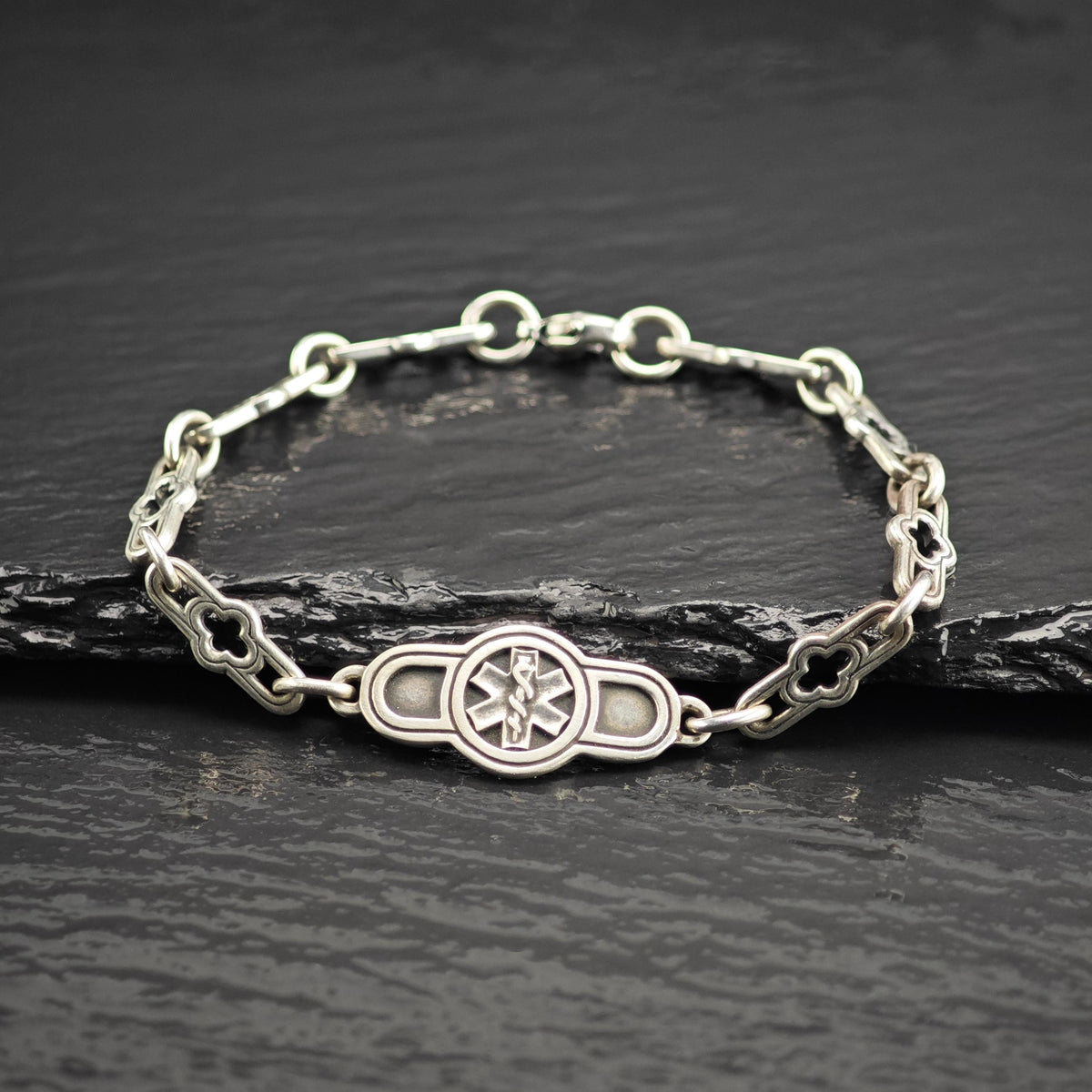 Vintage James Avery Medical Alert Sterling Silver Bracelet Sz 7" BR3162