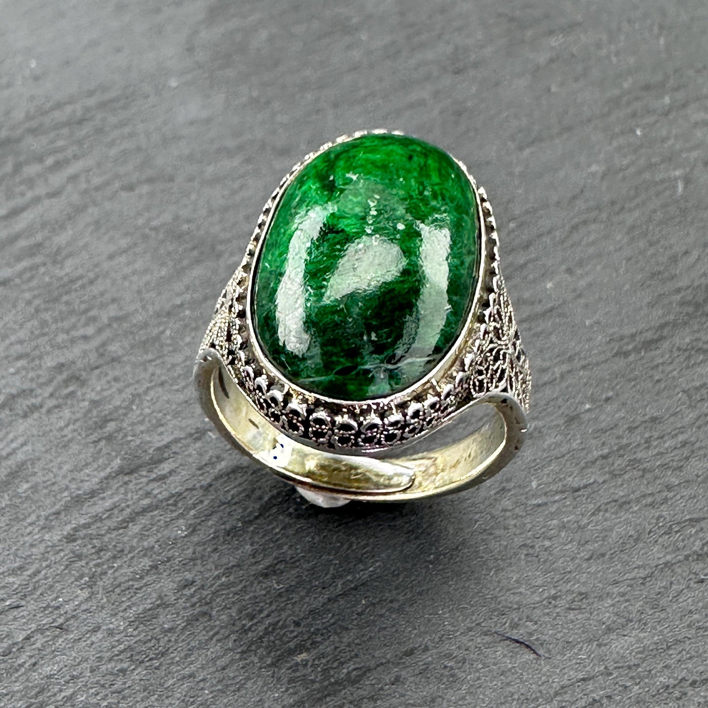 Chinese Export, Sterling Silver Ring Szadjustable 7 to 9 R5678