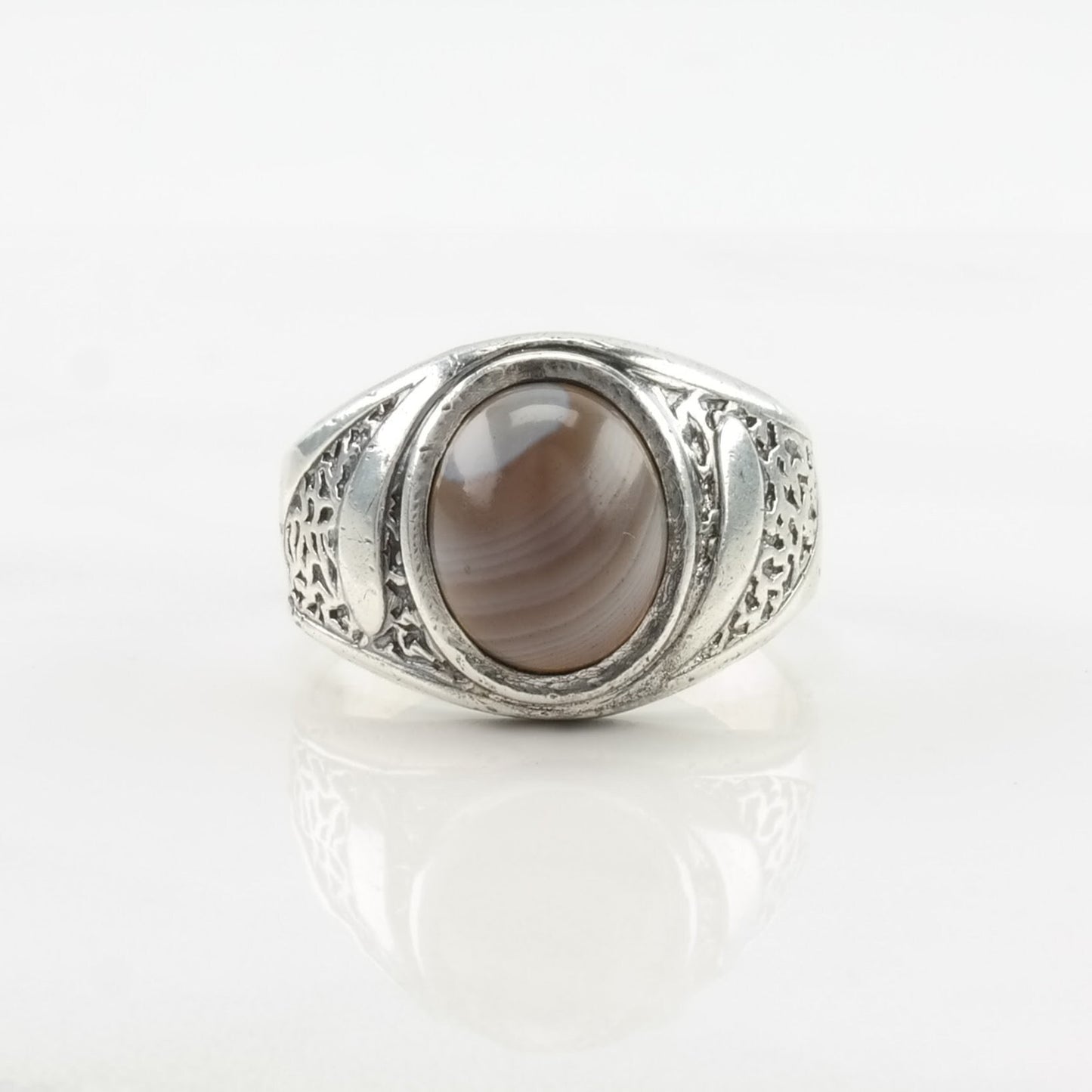 Sterling Silver Ring Agate Cabochon Size 9 1/2