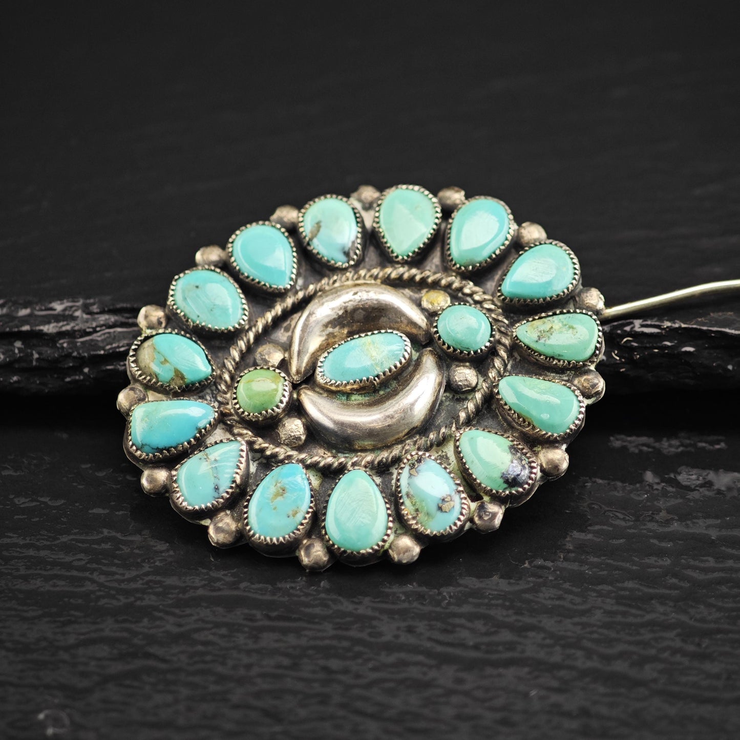 Turquoise Sterling Silver Oval Pin