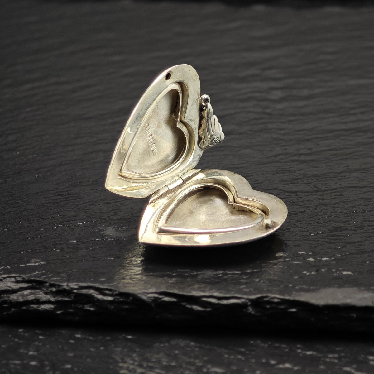 Enamel Heart Floral Locket Sterling Silver Pendant P3159