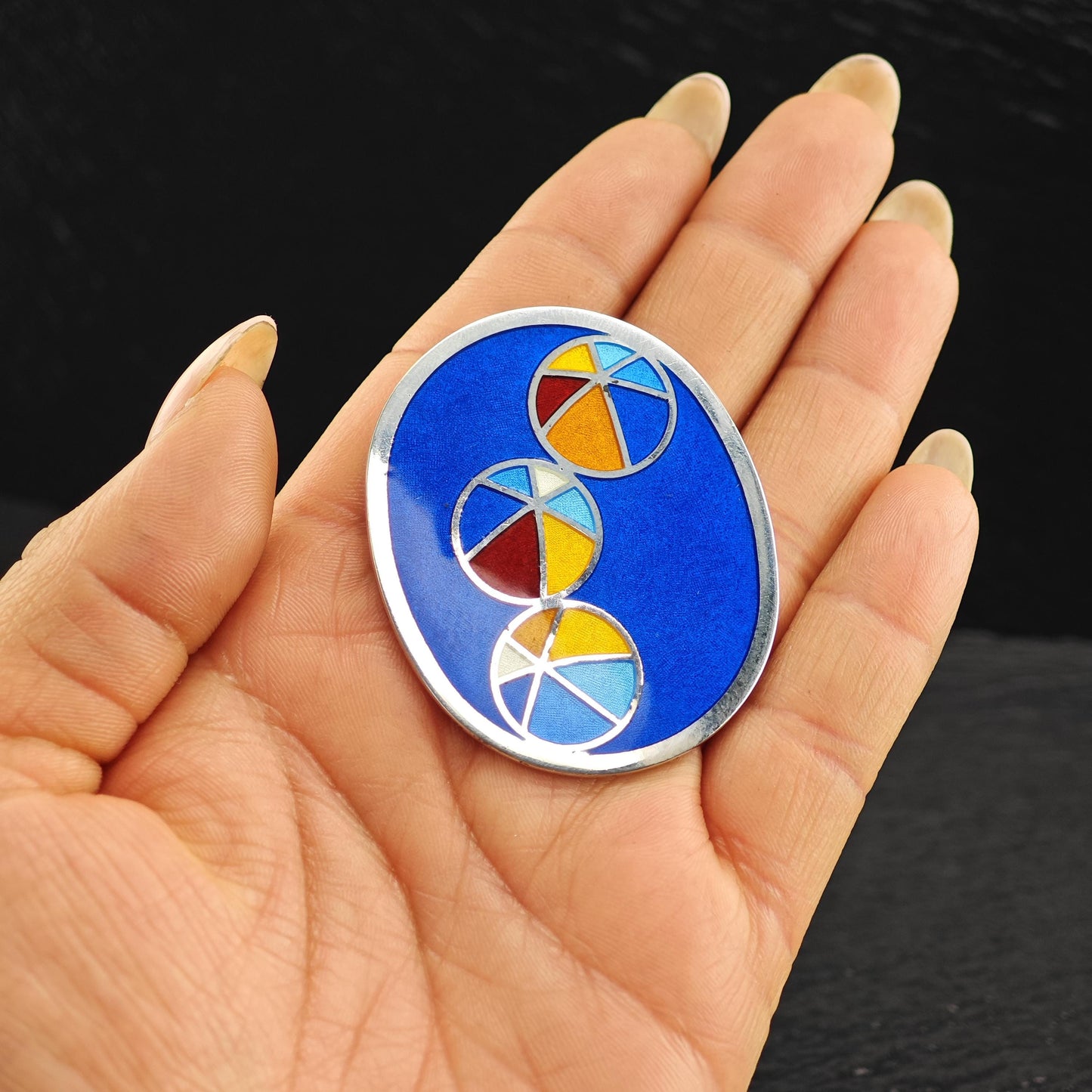 Enamel Anton Michelsen Denmark Sterling Silver Pendant