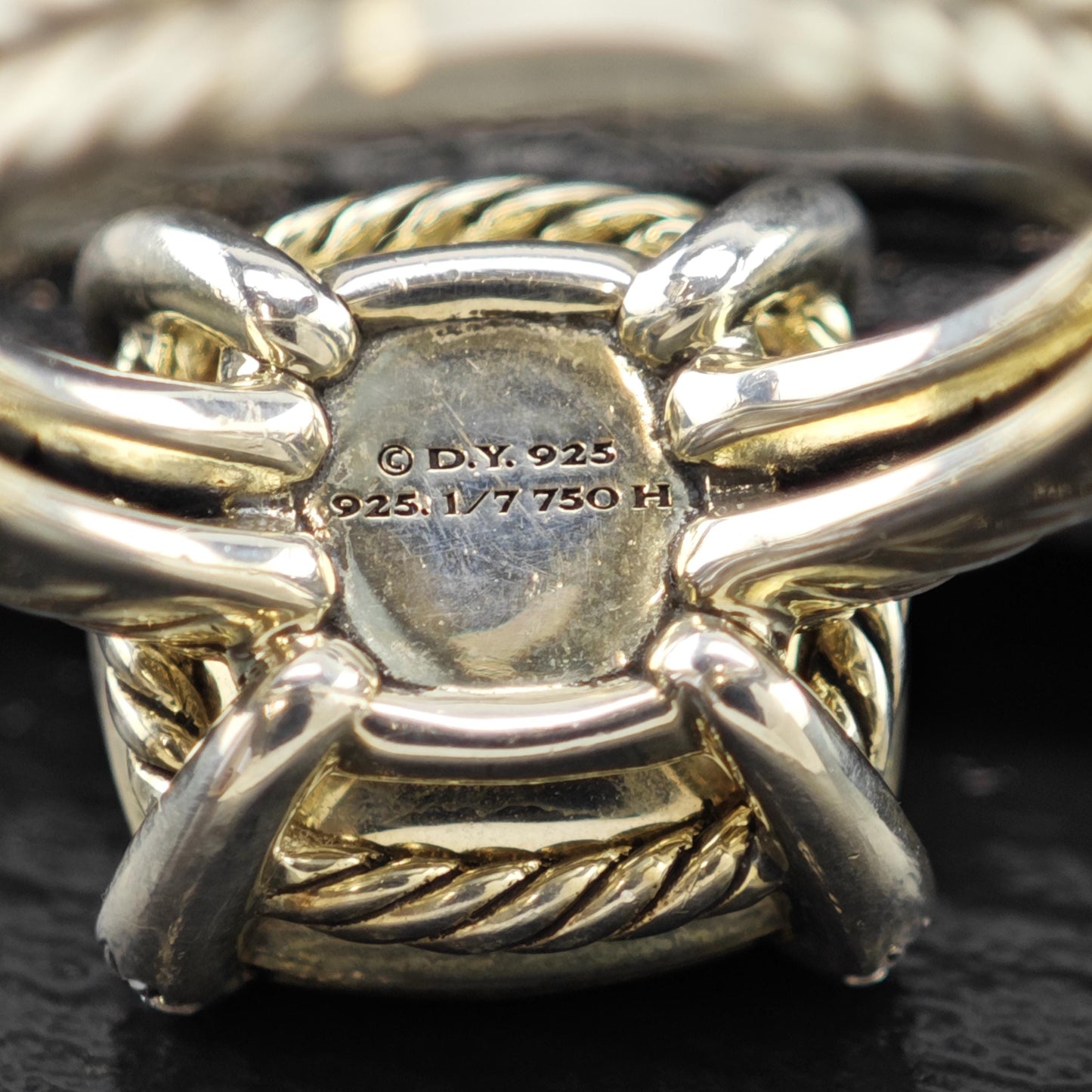 Vintage David Yurman 18K Gold Accent Diamond Ring Sterling Silver Sz 8