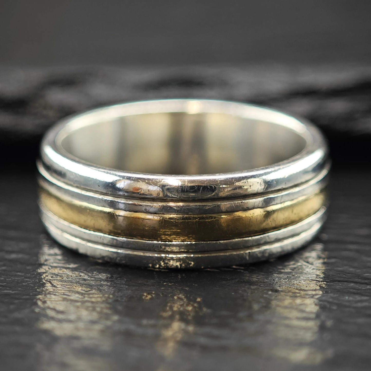 James Avery 14K Gold Accent Band Sterling Silver Sz 12