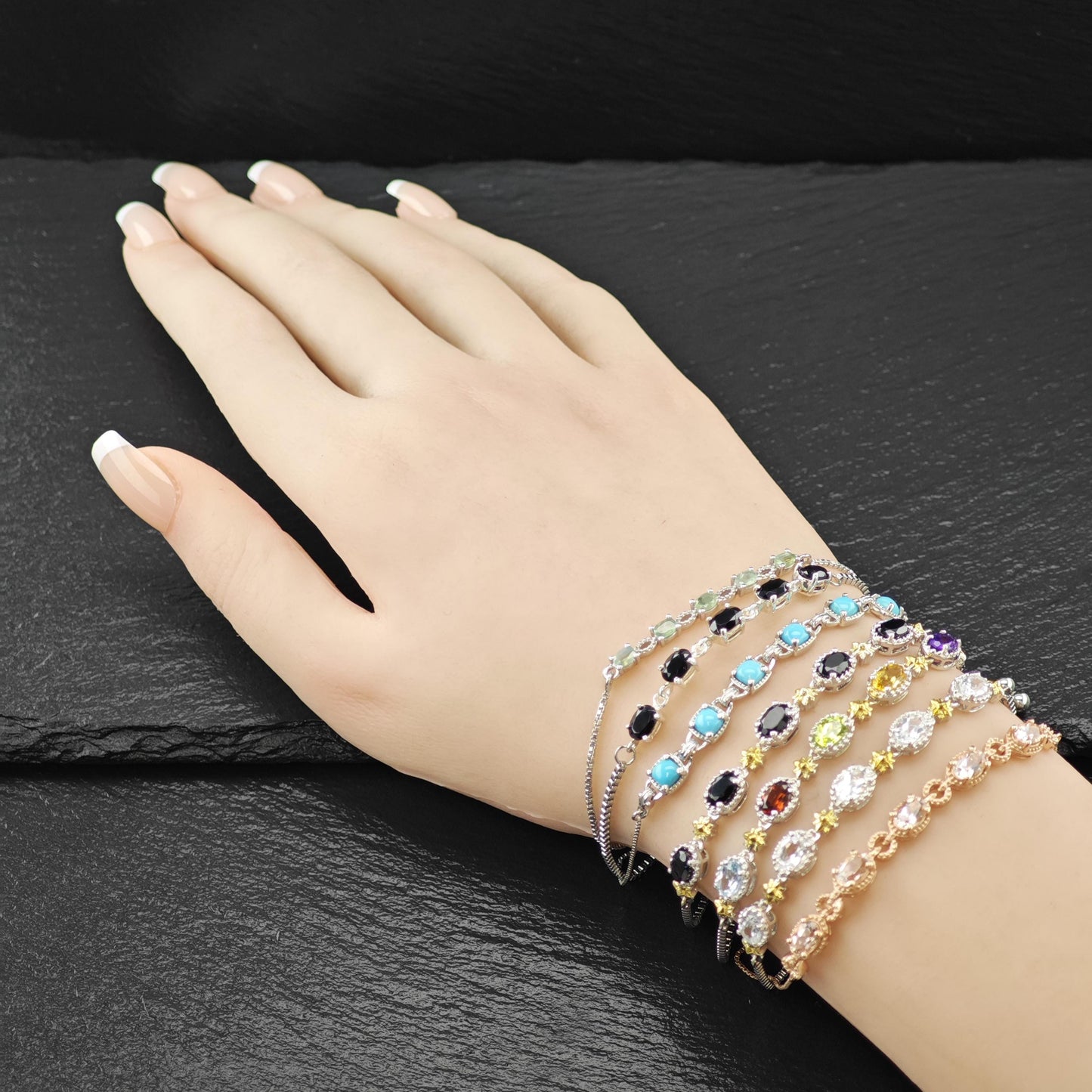 Choice of Bolo Gemstone Bracelets Sterling Silver