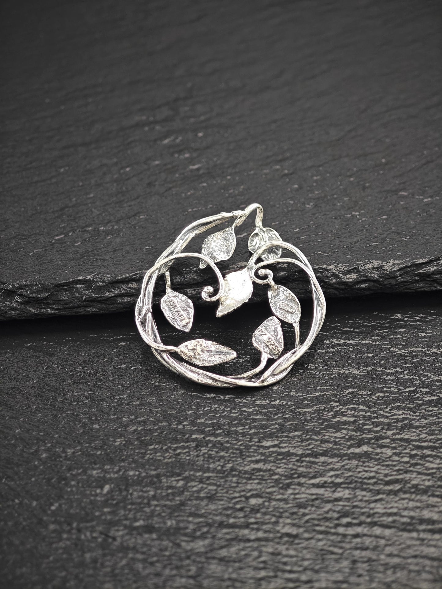 PZ Israel, 14K Gold Accent Leaf Pendant Sterling Silver P2733