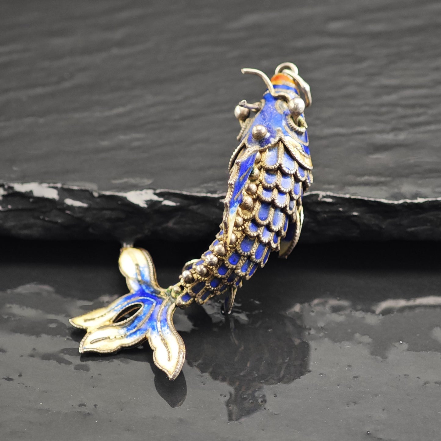 Enamel Koi Fish Pendant Sterling Silver P3039