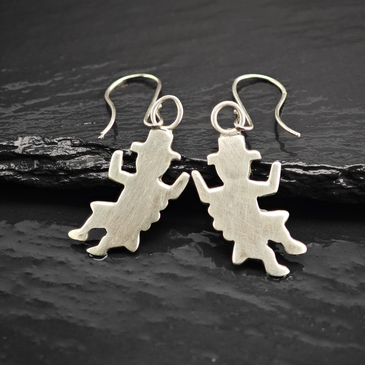 Native American Kachina Multistone Inlay Sterling Silver Dangle Earrings ER3212