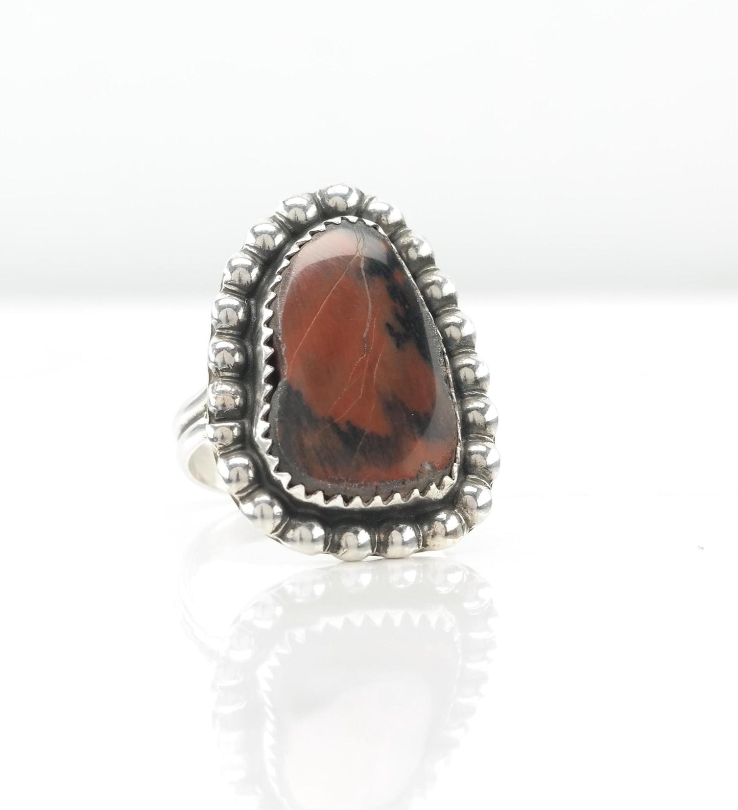 Vintage Southwest Petrified Wood Silver Ring Sterling