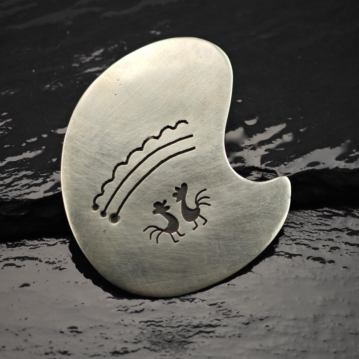 Roosters Overlay Sterling Silver Brooch/Pendant B2268