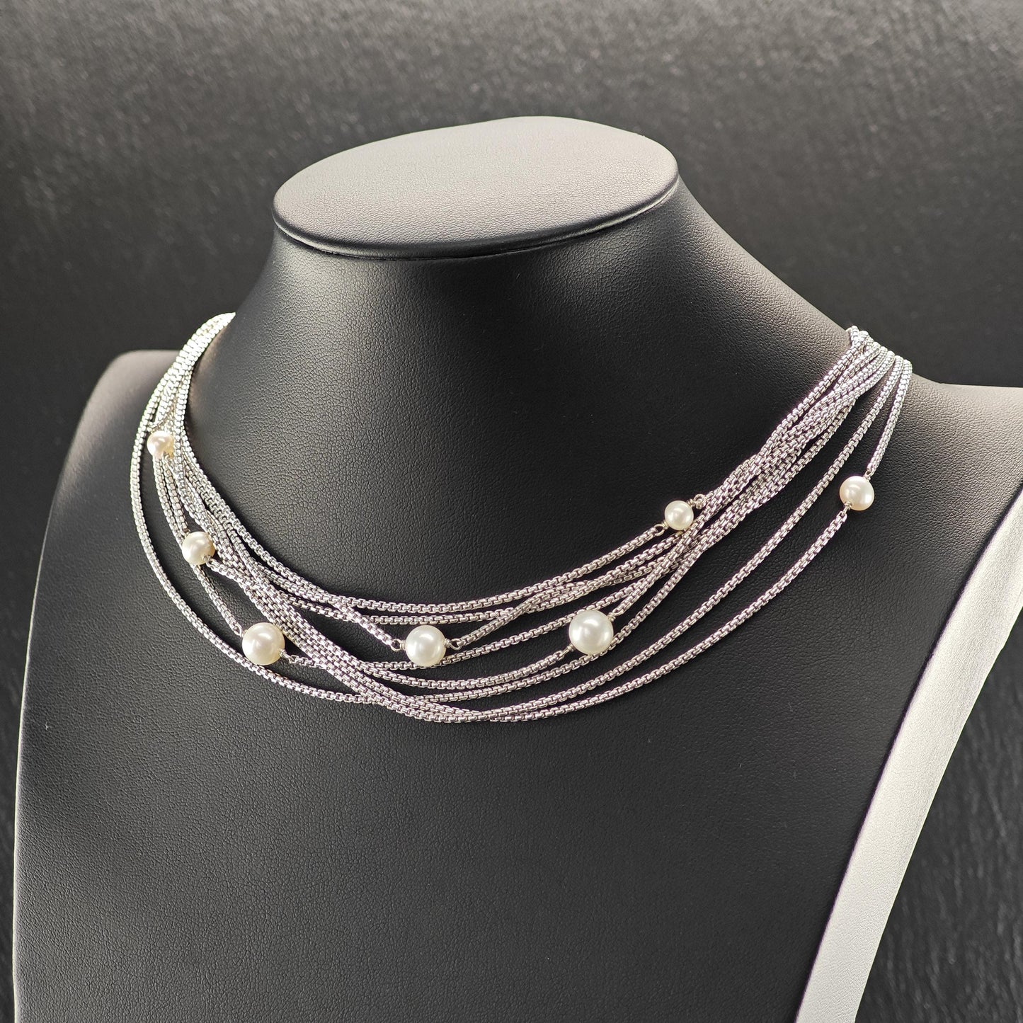 David Yurman Multi-Strand 18" Pearl Necklace Sterling Silver