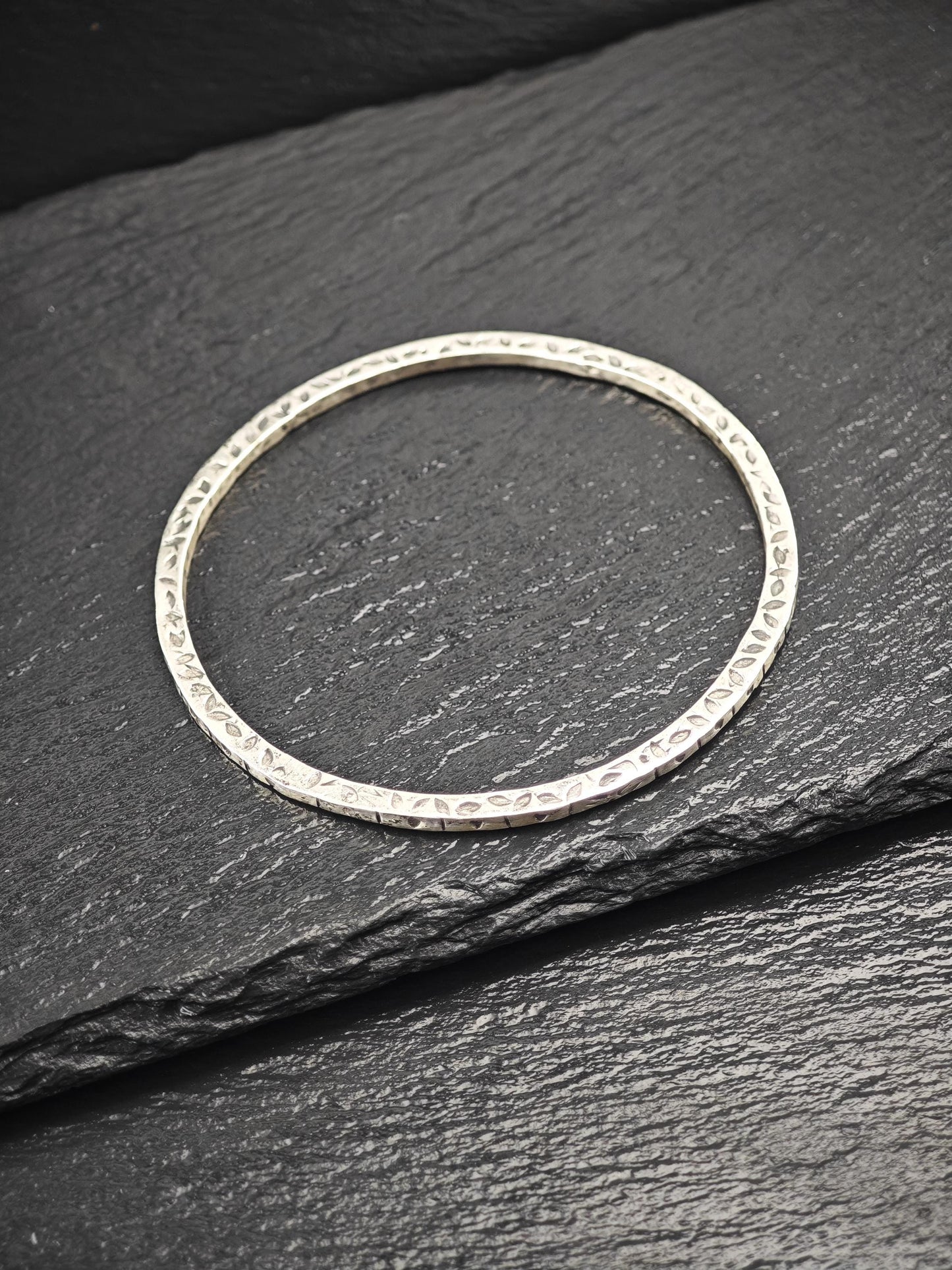 Stackable Foreign Brutalist, Bangle Bracelet Sterling Silver