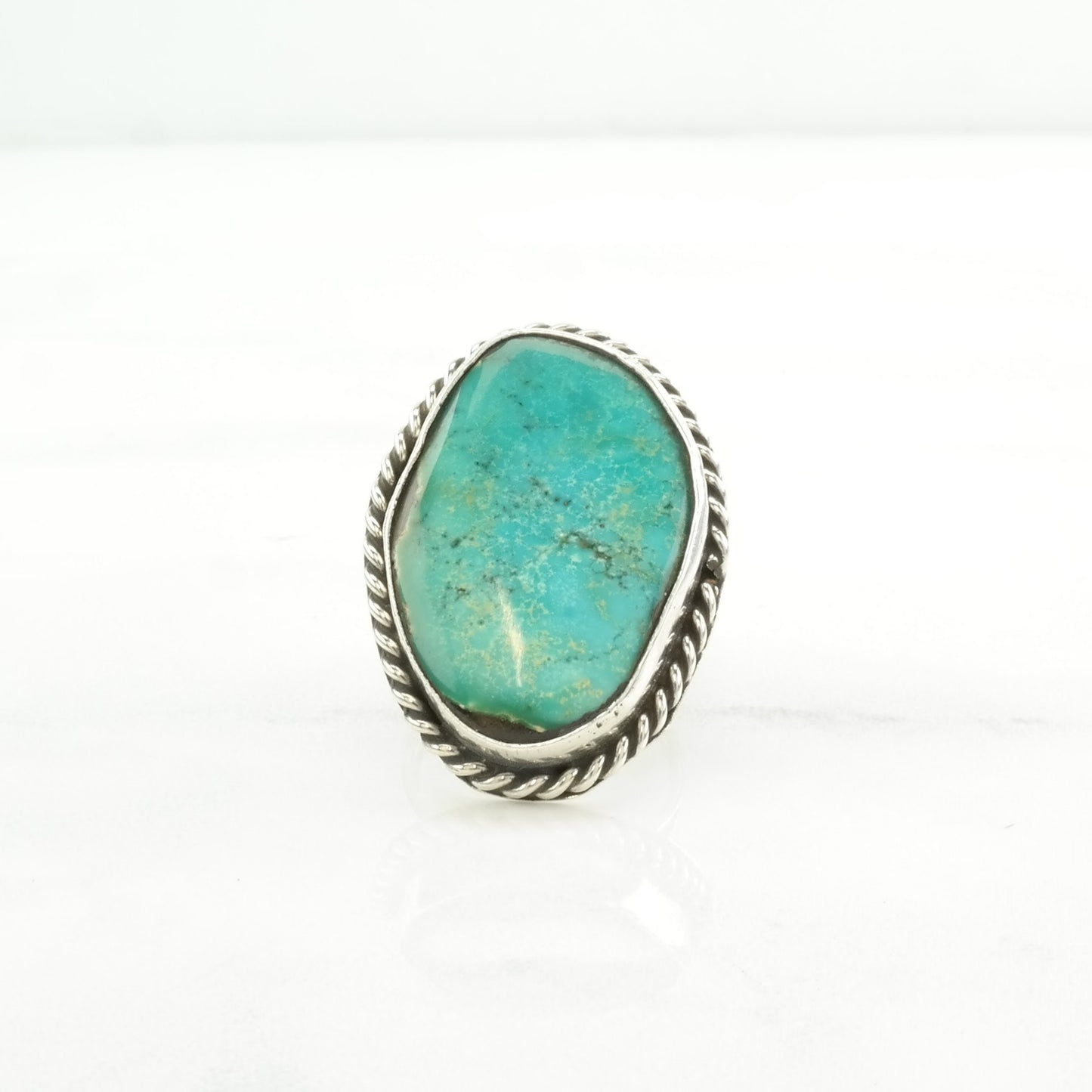 Southwest Silver Ring Turquoise Large Sterling Blue Size 5 1/4