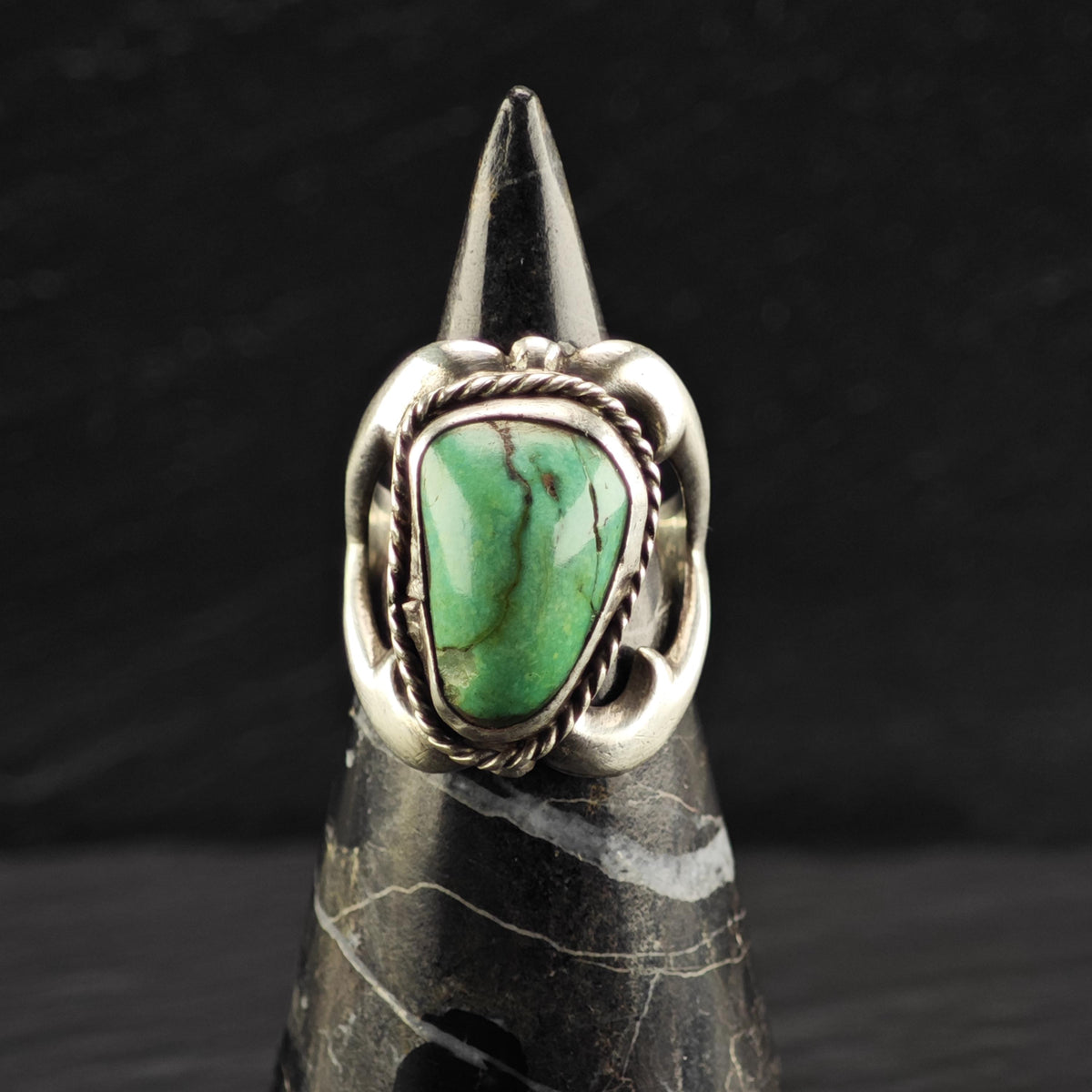 AS IS Sandcast Turquoise Sterling Silver Ring Sz 6 1/2 R6848