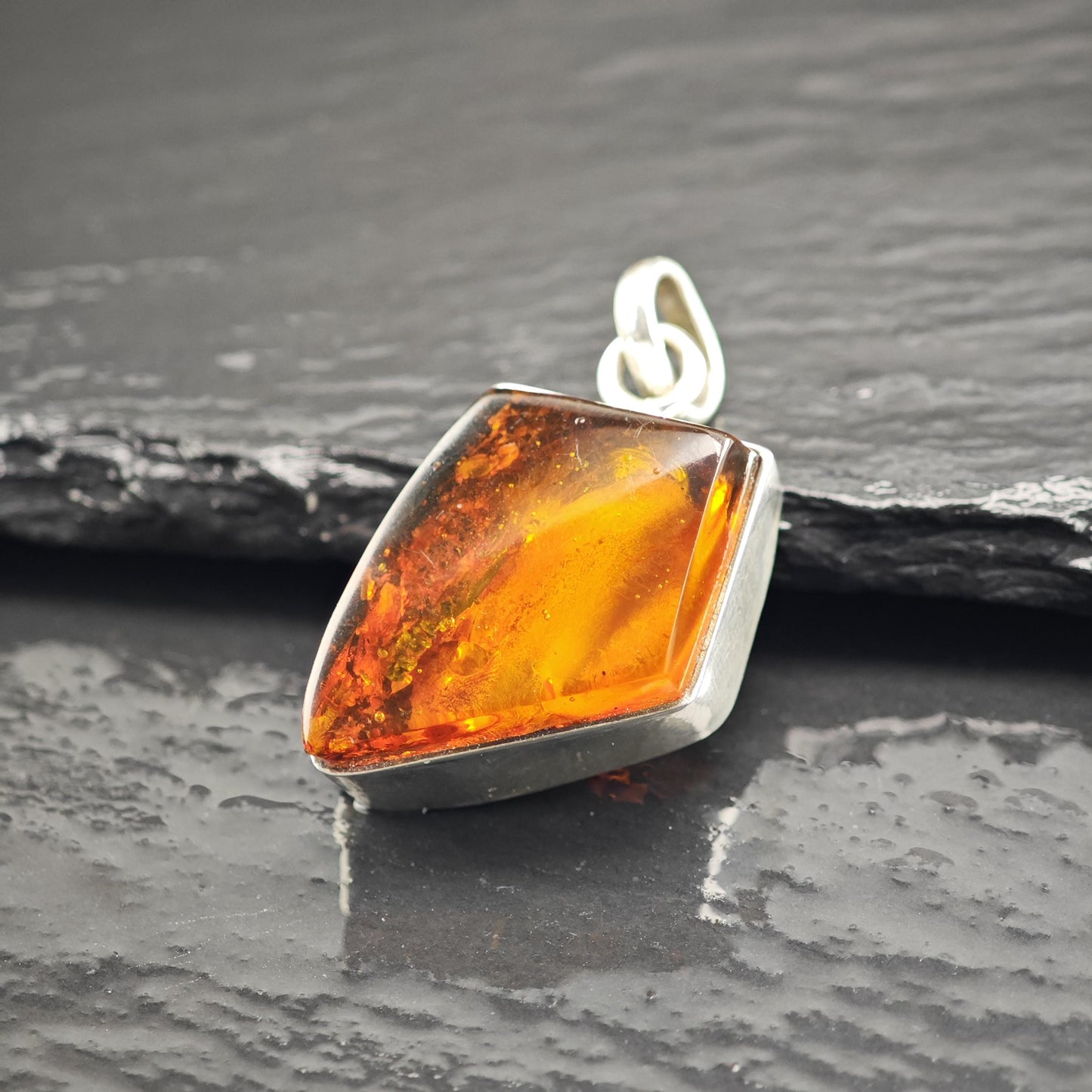 Choice of Baltic Amber Sterling Silver Pendants P3042