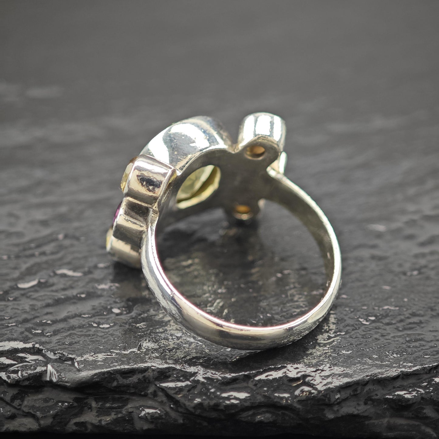 Nicky Butler Quartz Citrine, Garnet Ring Sterling Silver Size 7 3/4