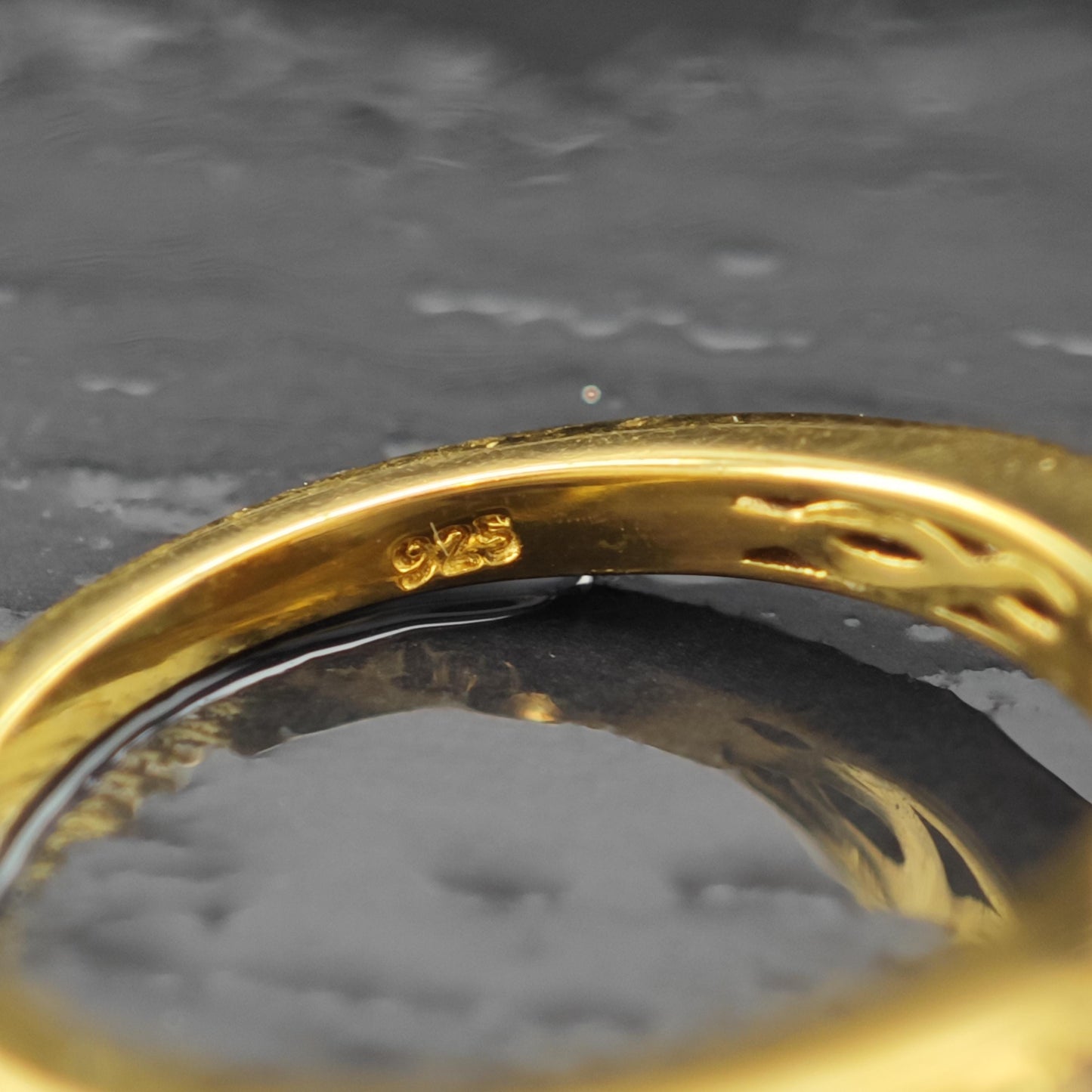 12mm Pearl Diamond 14K Gold Plated Ring Sterling Silver Sz 6