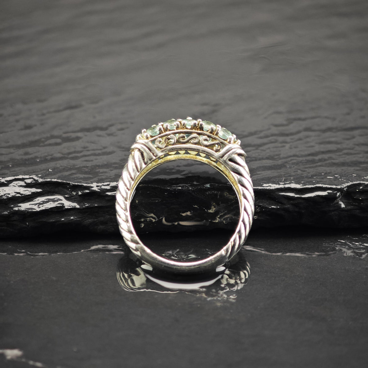 Apatite Pave Band Sterling Silver Ring Sz 6 R6834