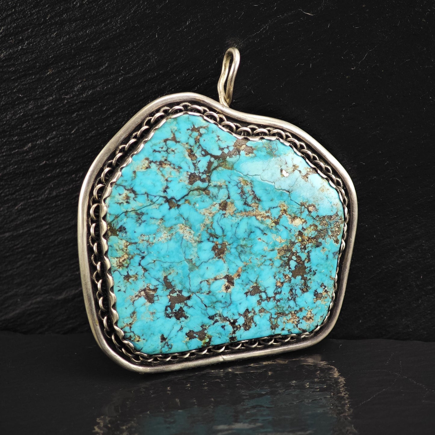 AS IS Large Turquoise Pendant, Sterling Silver