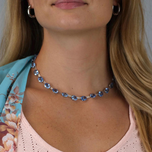 Blue Paste, Oval Necklace Sterling Silver N2520