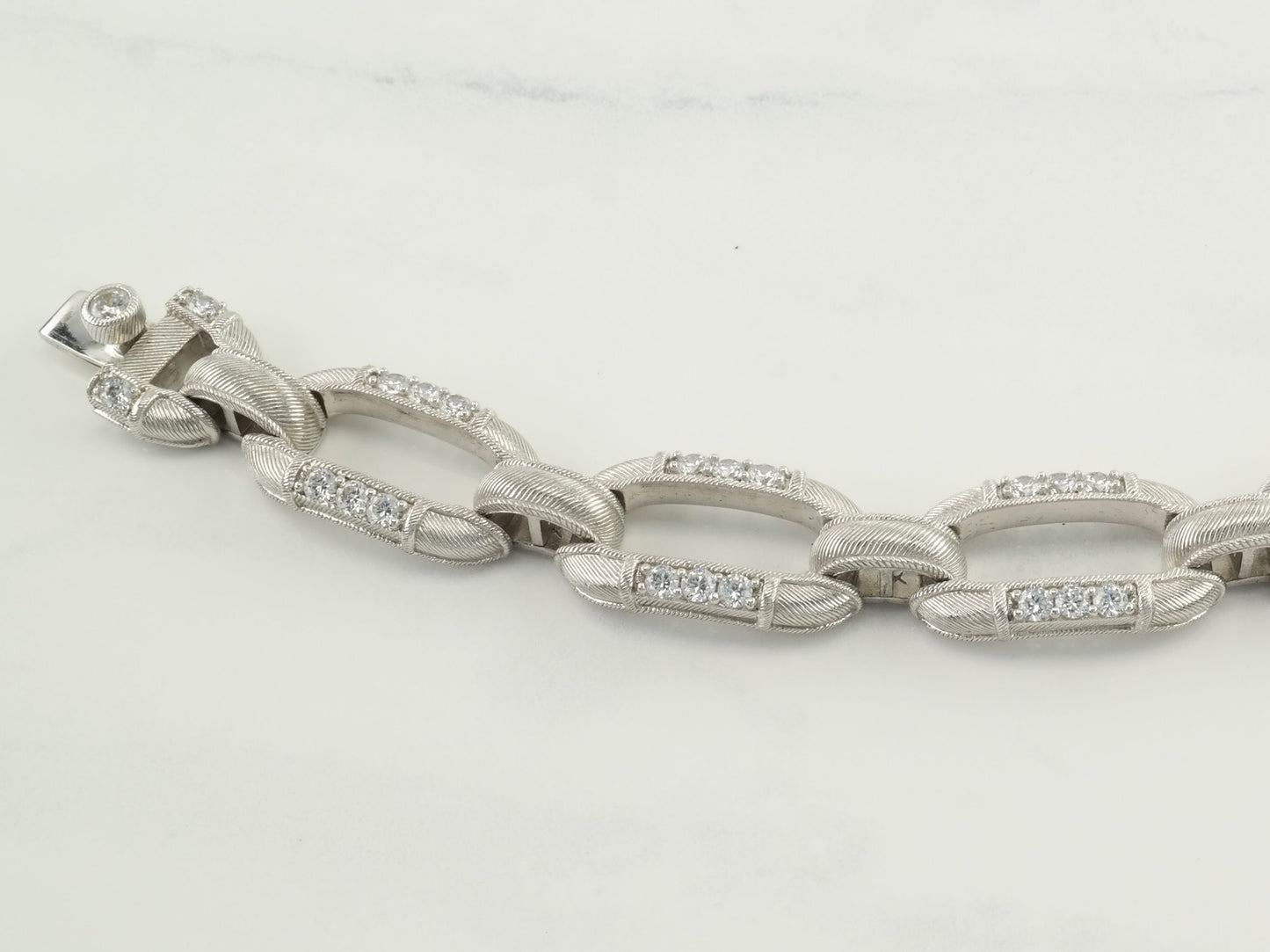 Judith Ripka Thailand Sterling Silver Link Bracelet White DQCZ Chain