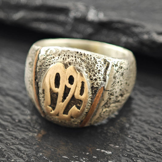 Brutalist Class Ring 1929 Sterling Silver Sz 8