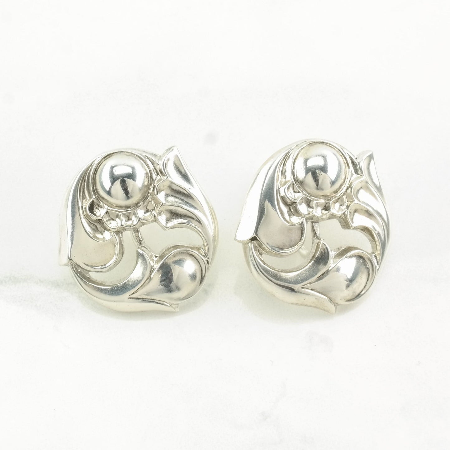 La Paglia Sterling Silver Art Nouveau Style 140 Earrings Screw back