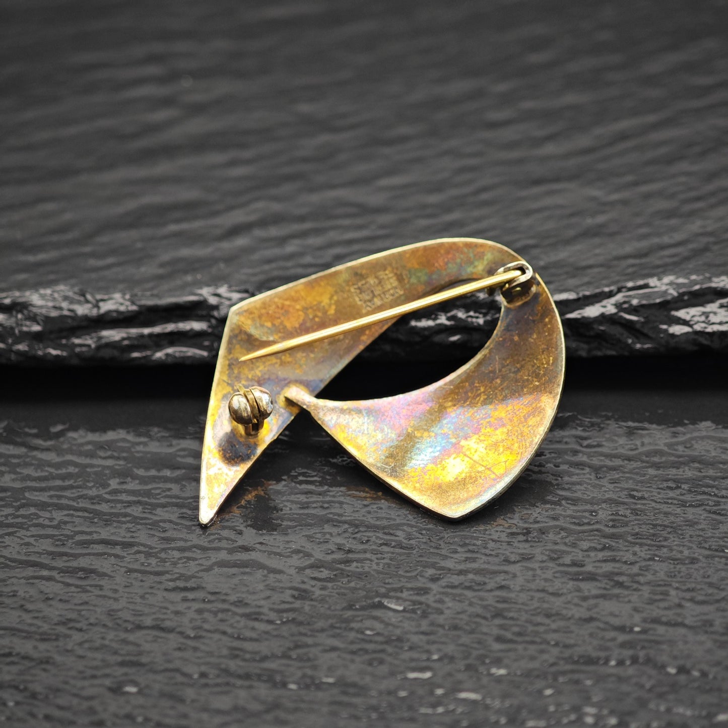 Norway Aksel Holmsen Yellow Enamel Sterling Silver Brooch