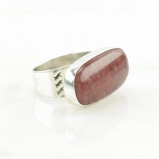 DTR Silver Ring Agate Sterling Red Size 7