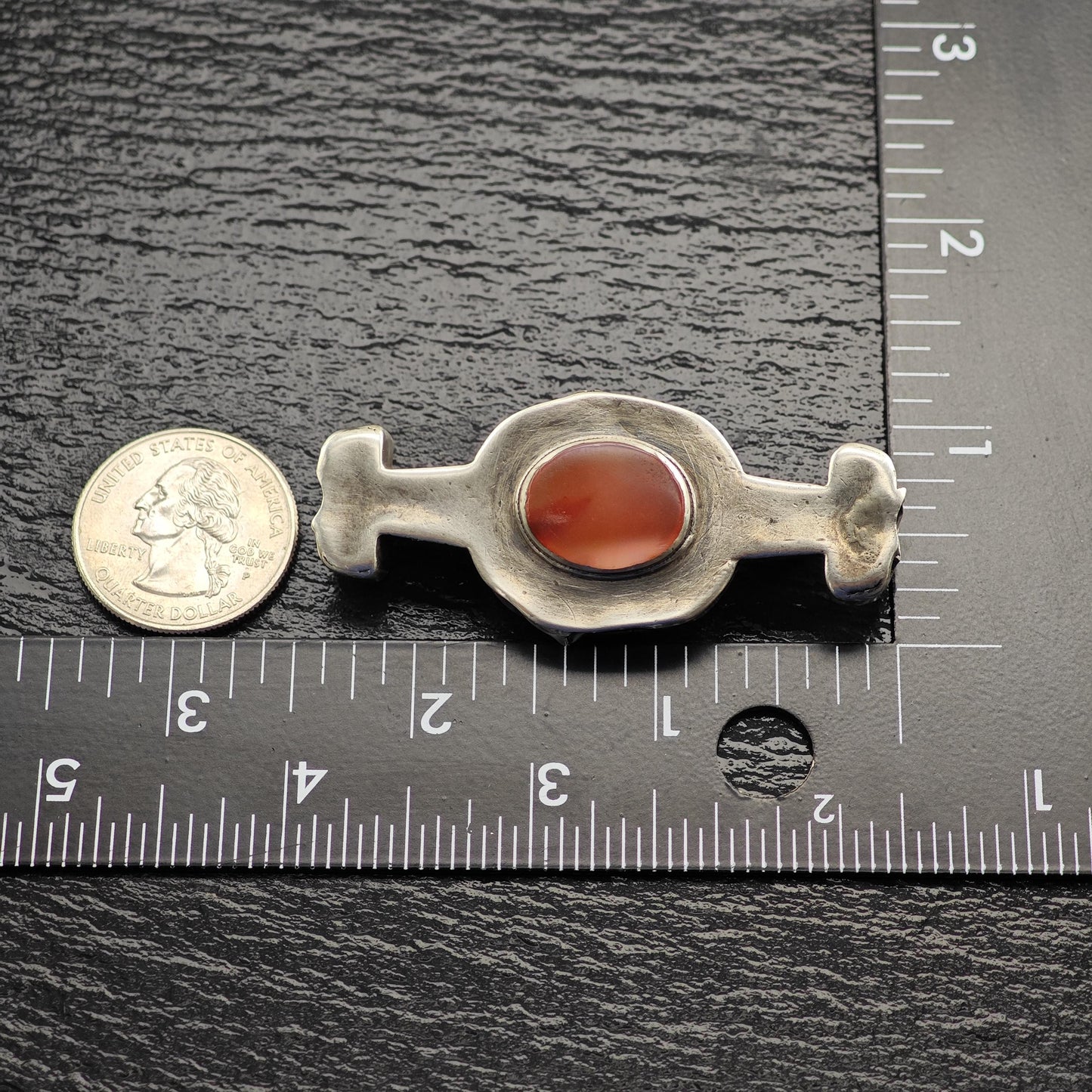 Handmade Carnelian Brooch Sterling Silver