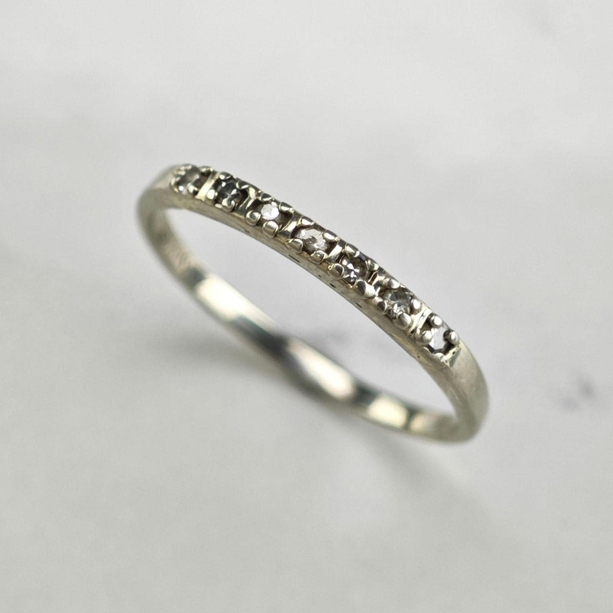 Diamond 14K White Gold Band Ring Sz 7 1/2 R6786