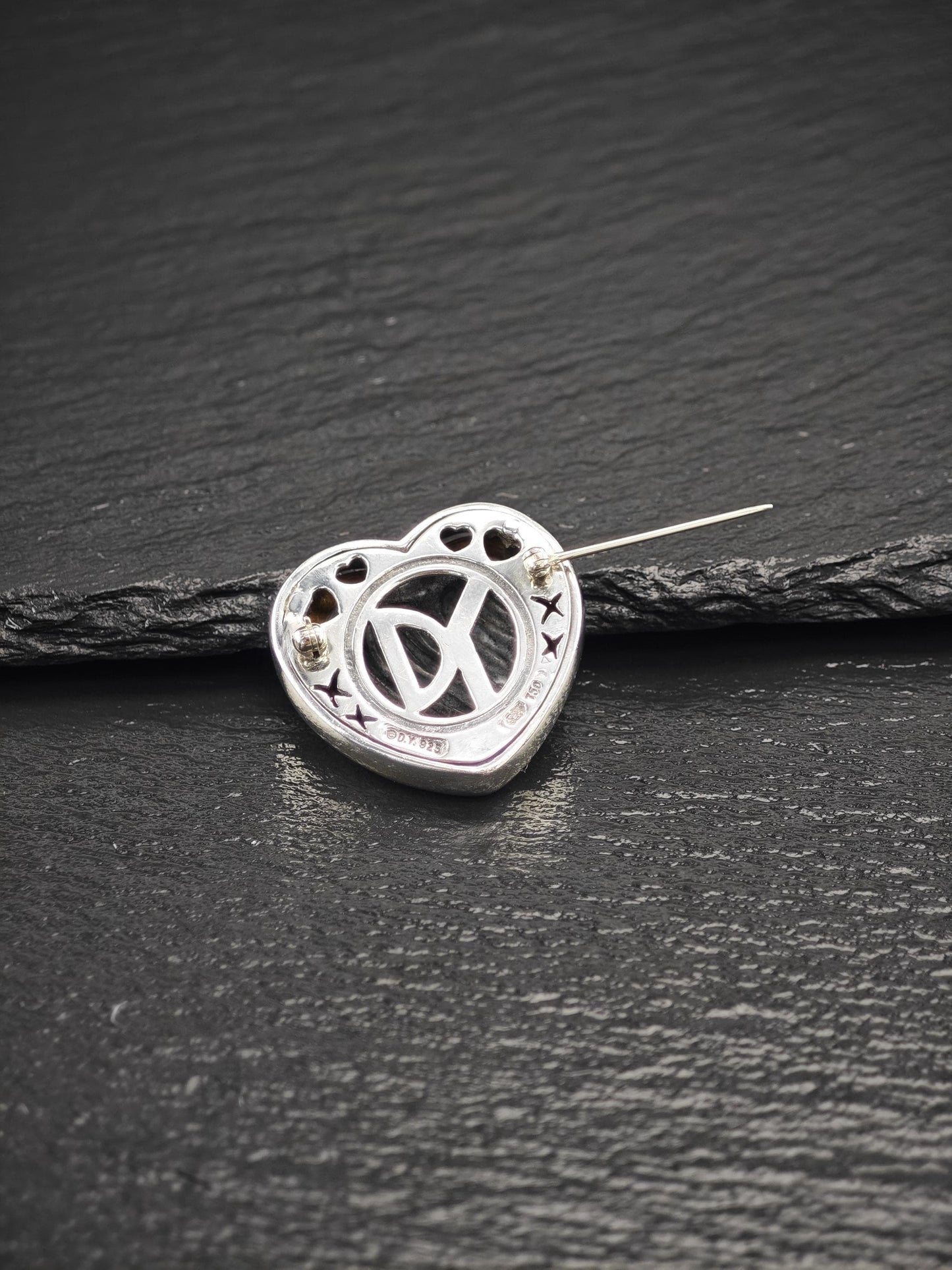 David Yurman 18k Gold Accent, Heart Brooch Sterling Silver