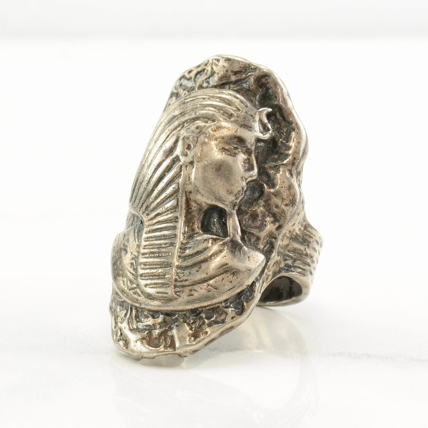 Sterling Silver Ring Archeological Revival Pharaoh Size 9 1/4