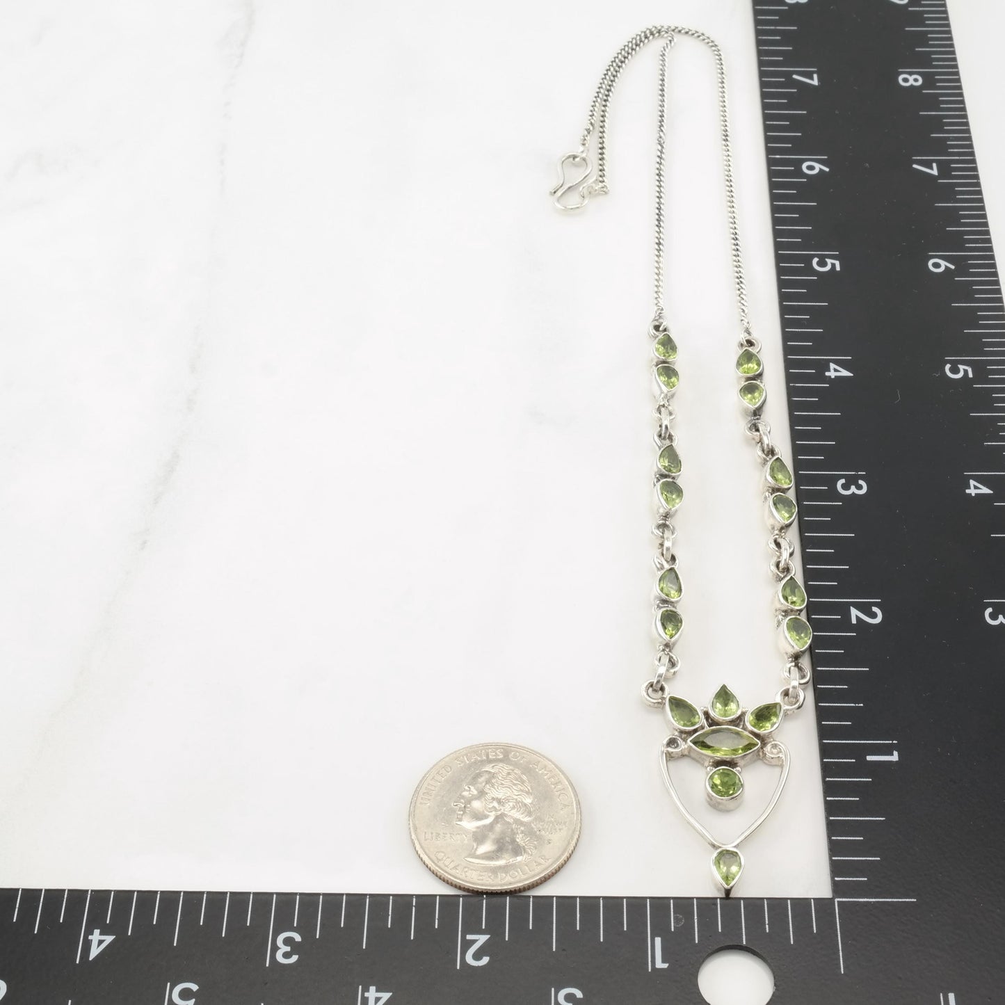 Peridot Sterling Silver Floral Necklace N2383