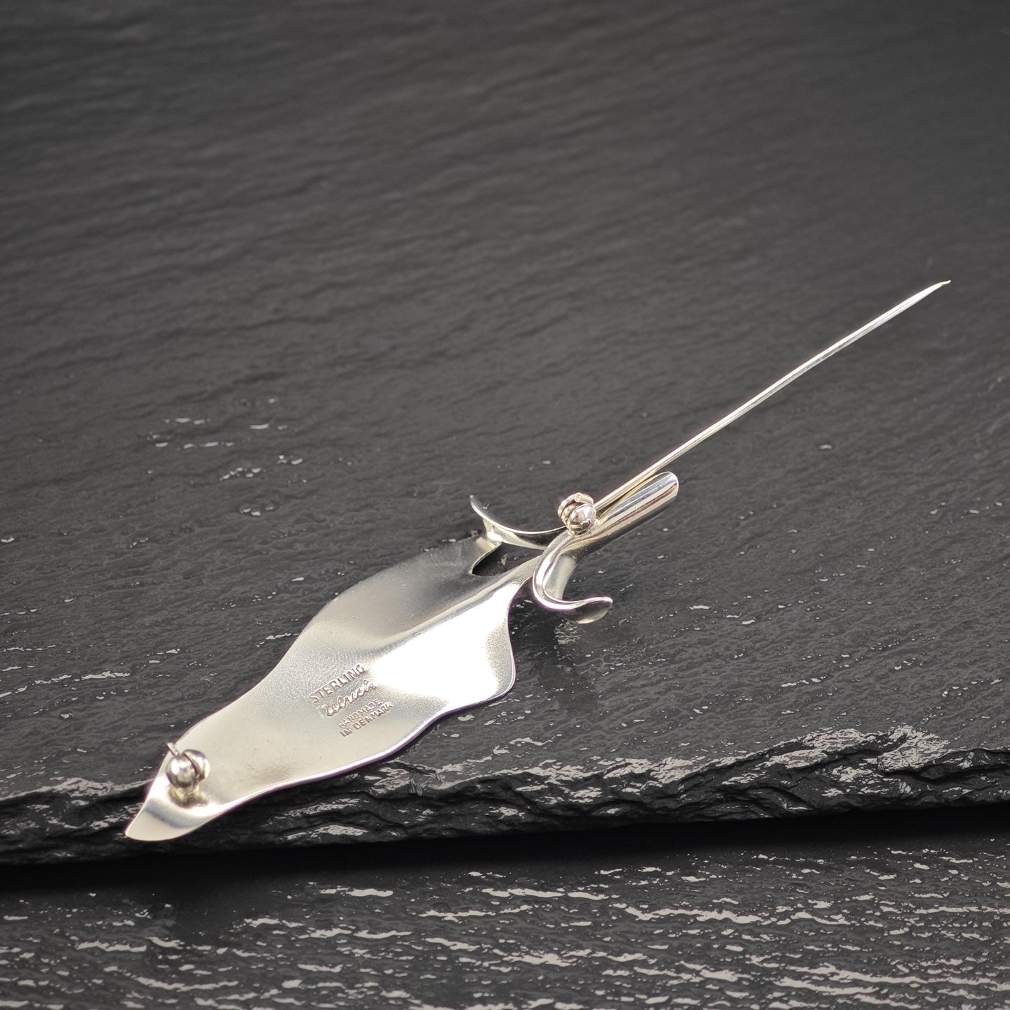 Vintage Sterling Silver Leaf Brooch from Denmark Elegant Design