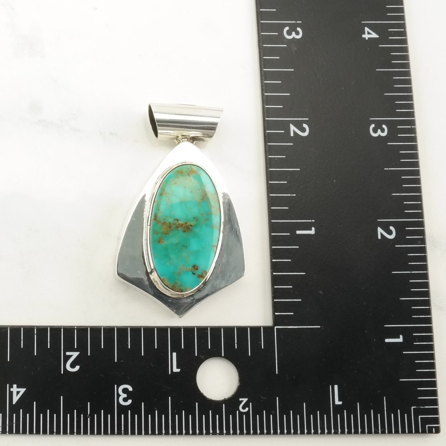 Native American Turquoise, Overlay Reversible Sterling Silver Pendant