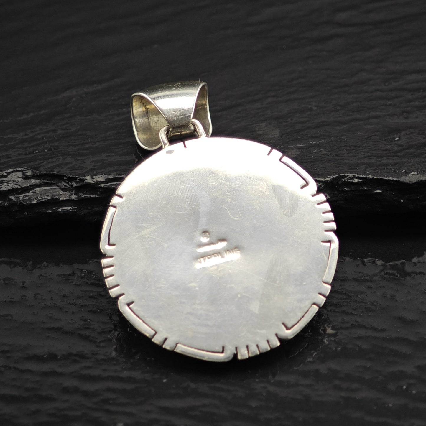 Large Turquoise, Opal Inlay Sterling Silver Pendant P3043