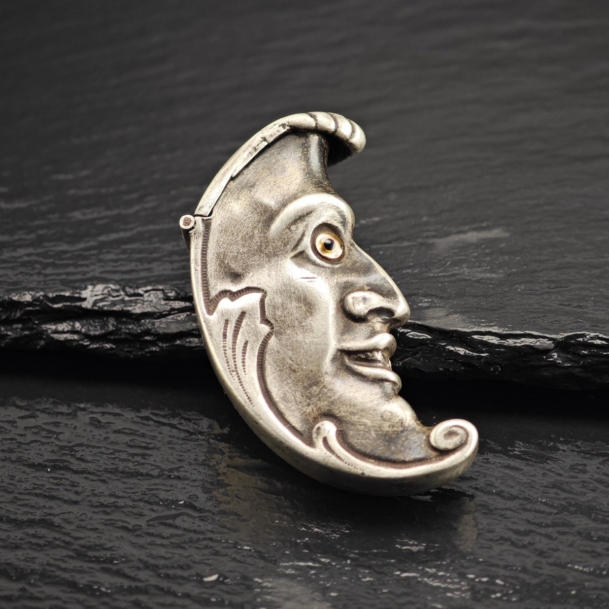 David Bowles Moon Face Match Case Sterling Silver MISC0401
