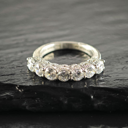Vintage Judith Ripka CZ Band Sterling Silver Ring Sz 6 R6822