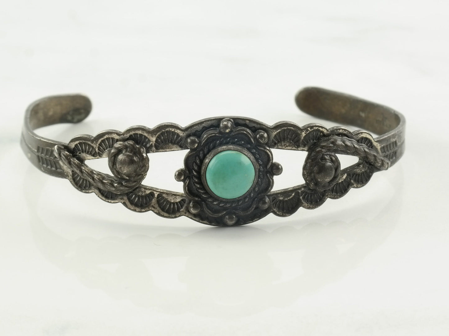 Bell Co Sterling Silver Cuff Bracelet Turquoise Circle