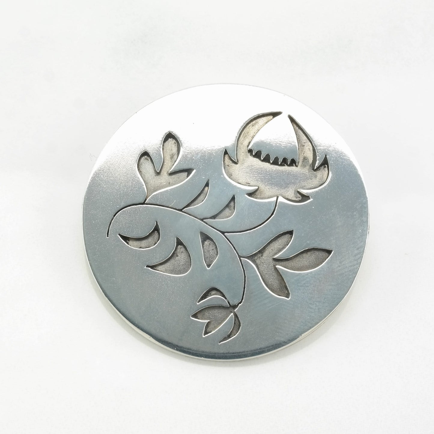 Silver Brooch Overlay Acorn, Leaf, Floral Sterling