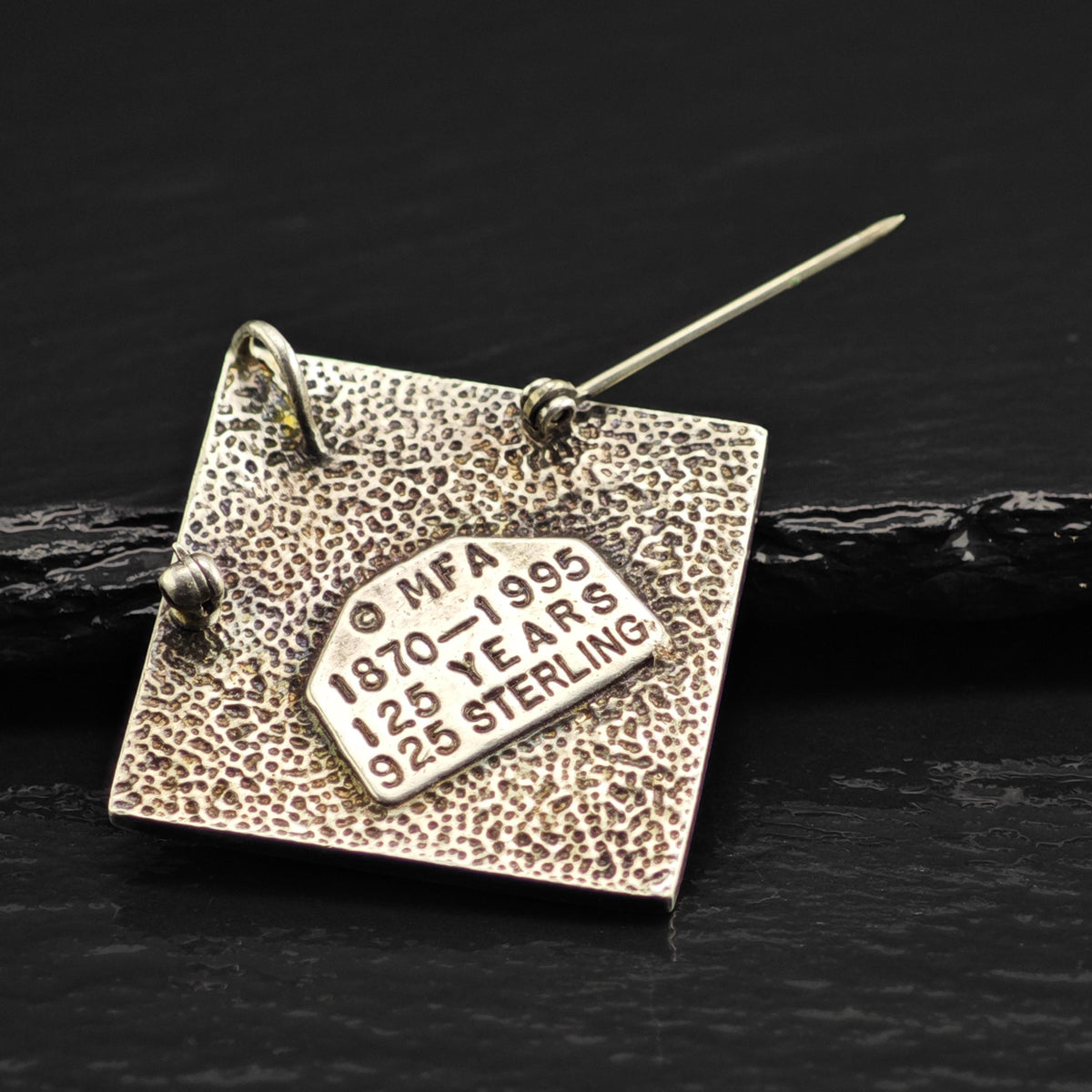 MFA Flower Leaf Square Sterling Silver Pendant Brooch P3098