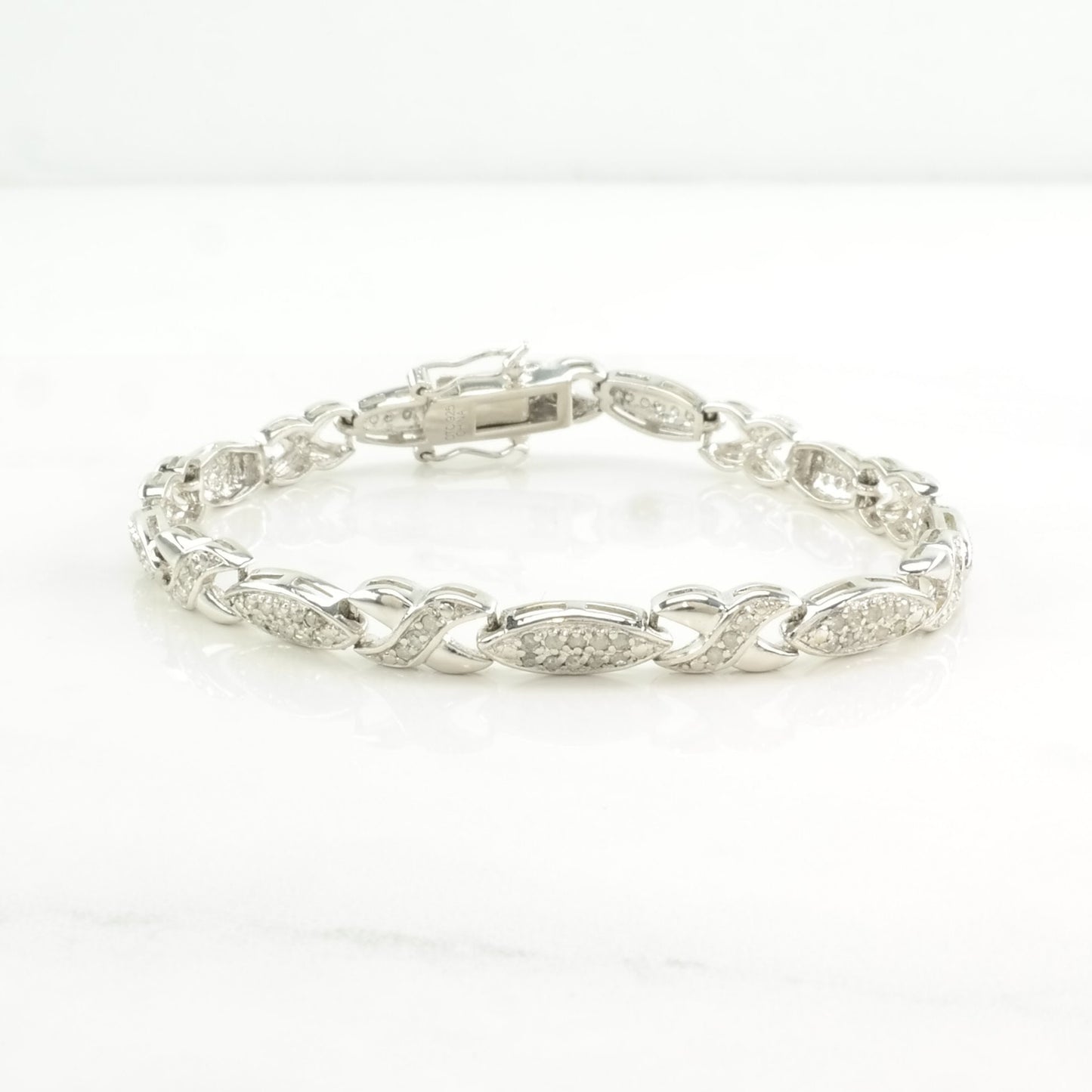 Vintage Sterling Silver Line Bracelet Diamond