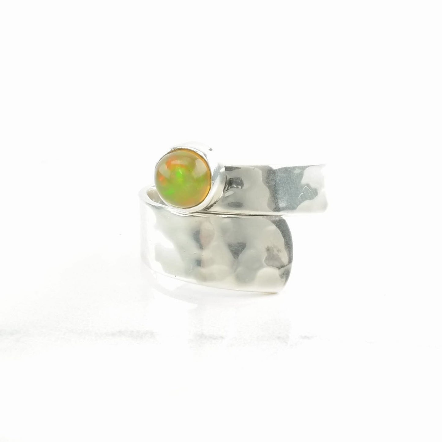 Sterling Silver Ring Opal Bypass Yellow Size 9 1/2