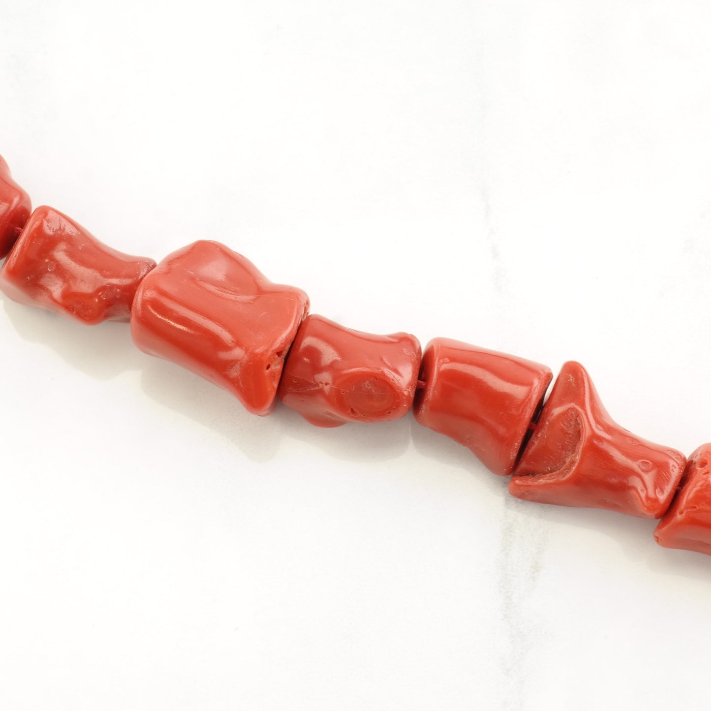 Native American Sterling Silver Red Graduated Coral Beaded Necklace