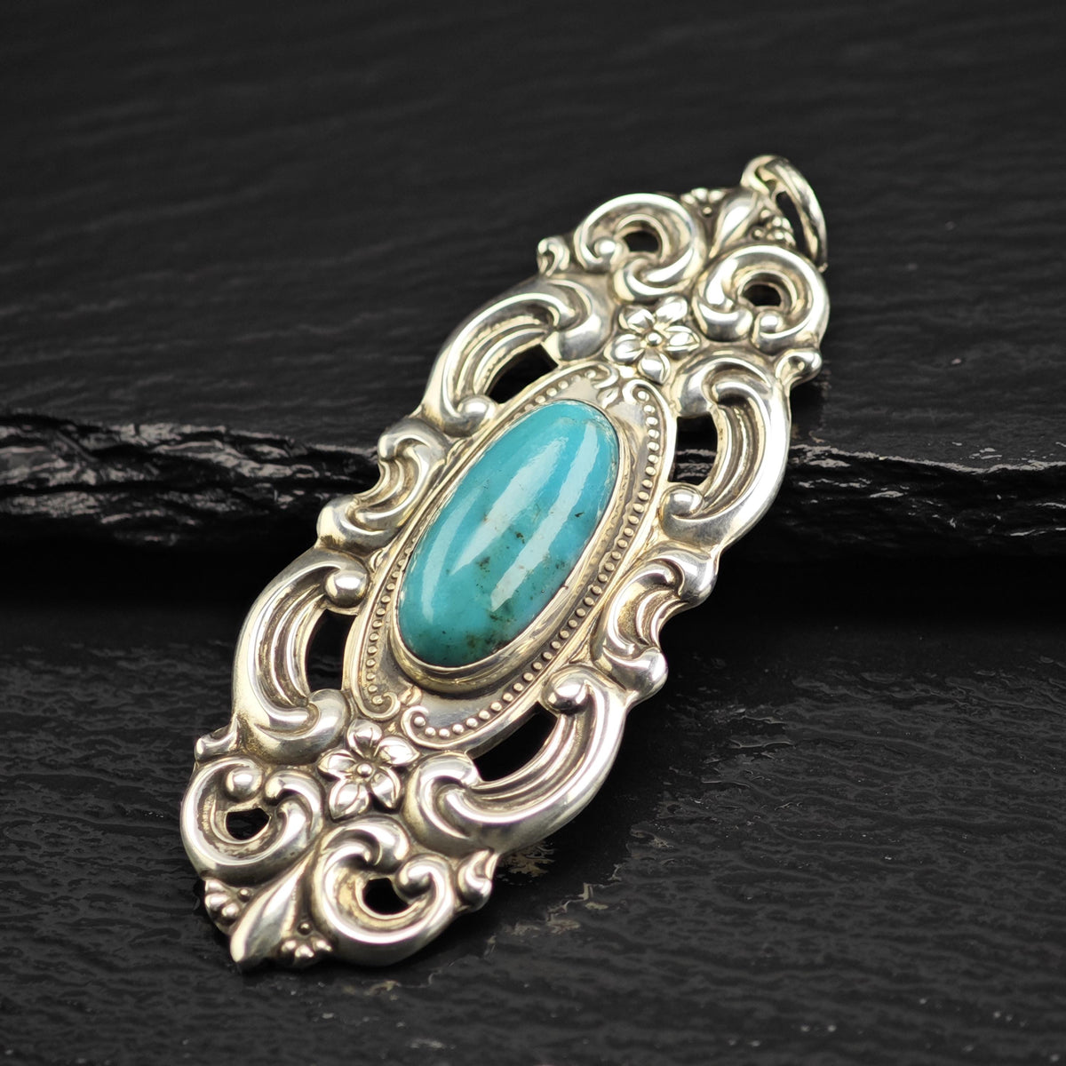 Towle Art Nouveau Style Turquoise Sterling Silver Pendant P3085