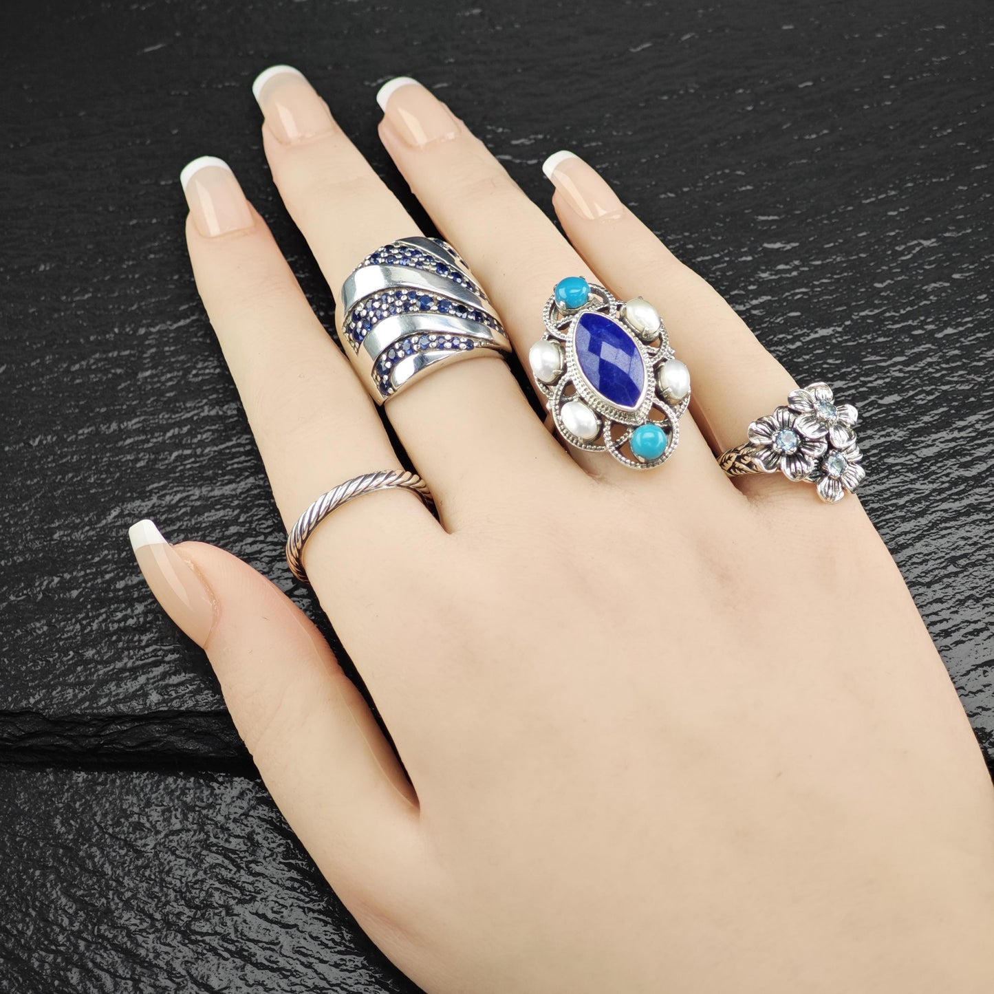 EFFY Sapphire Ring 2ctw Sterling Silver Ballisima Splash R5786